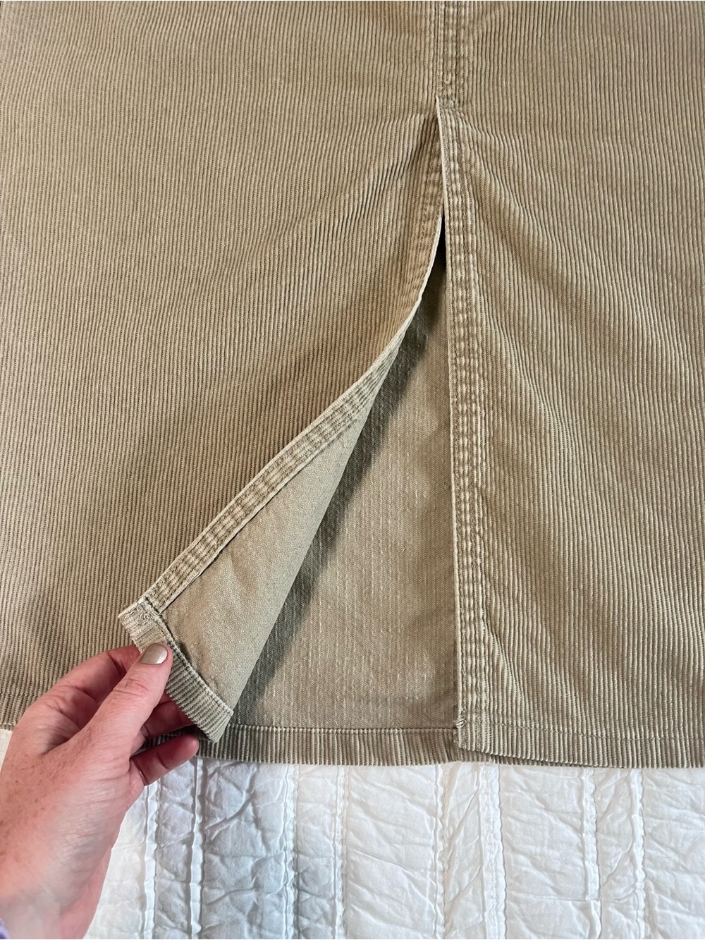 Vintage Y2K Gap 100% Cotton Corduroy Midi Skirt - Neutral Tan - Picture 3 of 8